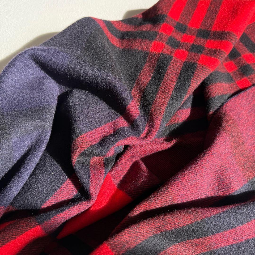 美品　ジョシュアエリス　大判ストール　カシミヤ　赤　プライマリーブラックウォッチ