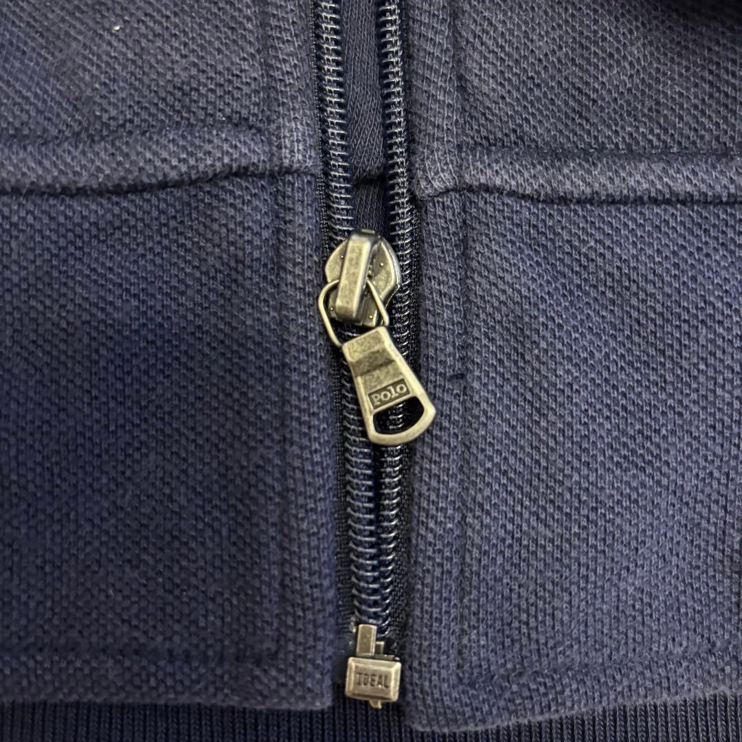 90sポロラルフローレン ネイビー ジップアップ スウェット アメリカ 国旗