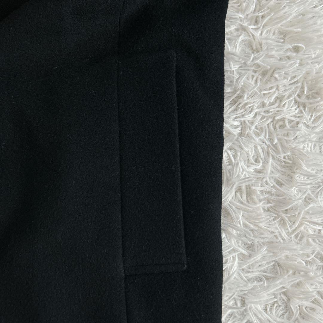 ヴィンテージ カシミヤ100% ロングダブルチェスターコートL 黒 112cm