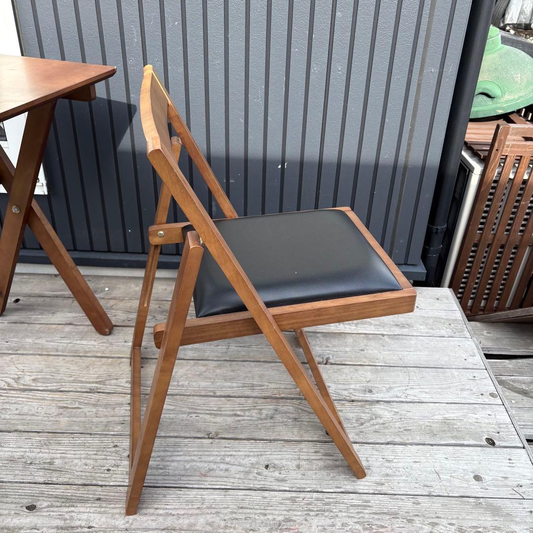 北欧レトロ オーヤマ 木製 折りたたみテーブル 折りたたみチェア セット 古家具