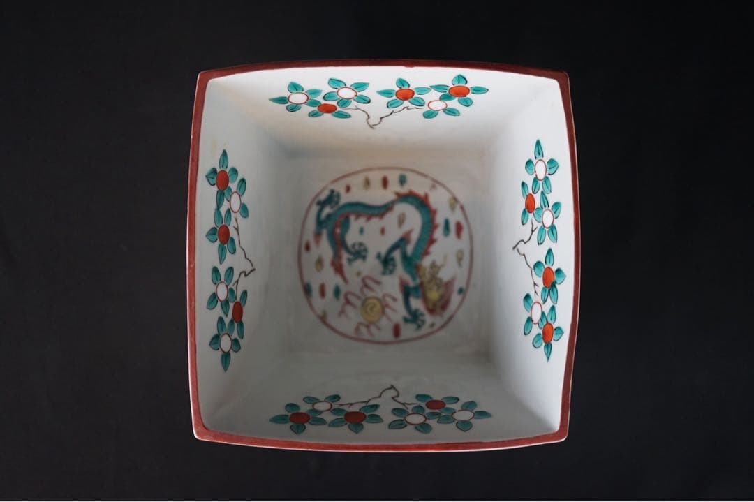 富田静山 萬暦写 赤絵 鉢 水指 共箱 塗蓋 茶道具 保証品