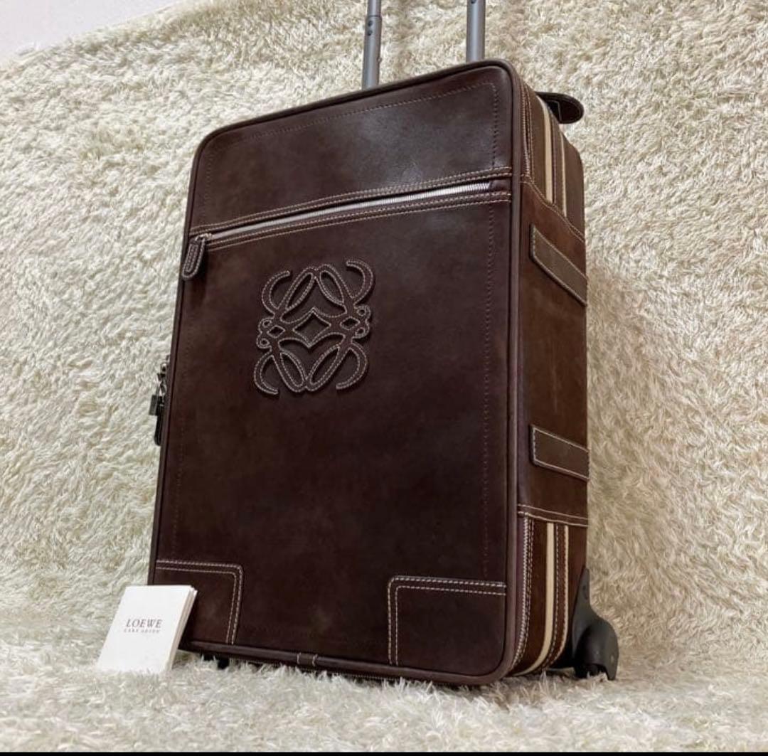 こ*め様 【LOEWE】キャリーケース　アナグラム　スムースレザー　焦茶色　大容