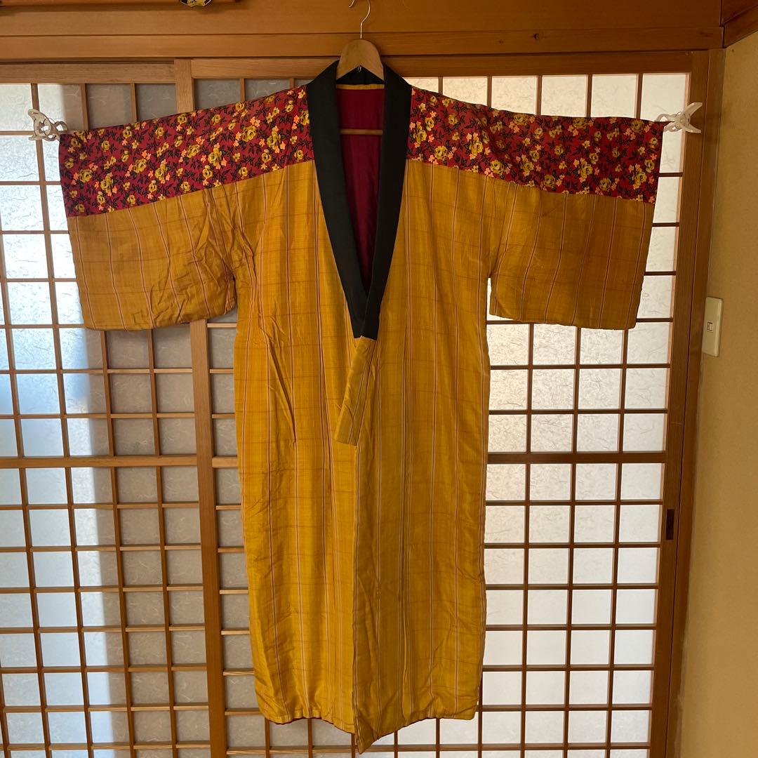 かいまき布団 和装寝具 手縫い 花柄 幾何学模様 【昭和レトロ】【アンティーク】