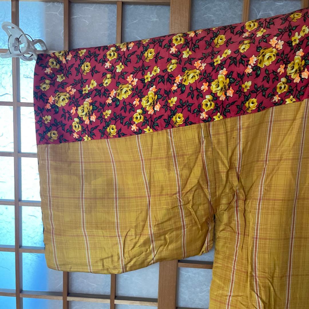 かいまき布団 和装寝具 手縫い 花柄 幾何学模様 【昭和レトロ】【アンティーク】