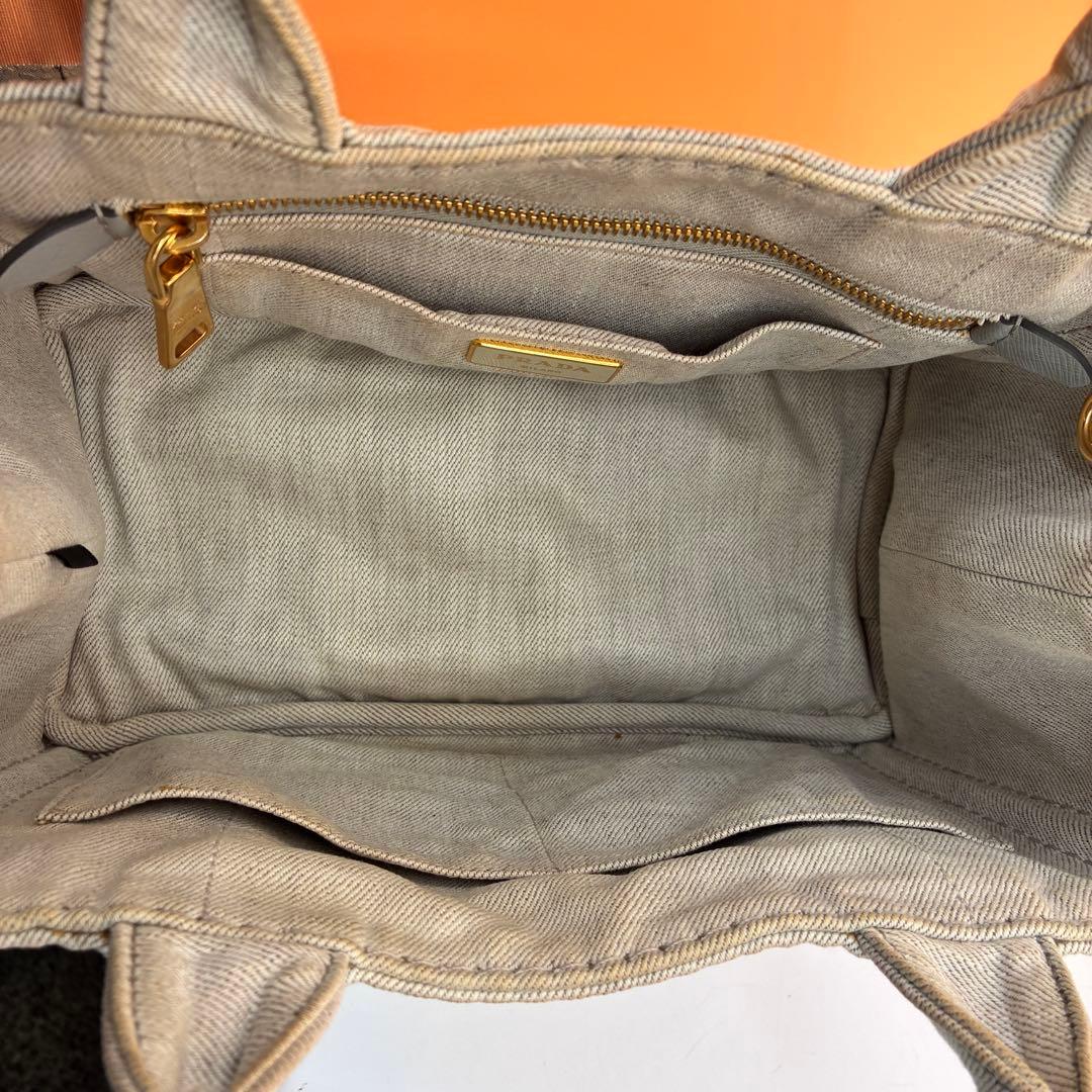 プラダ Prada カナパ デニム トートバッグ ロゴ デニムトート レディース