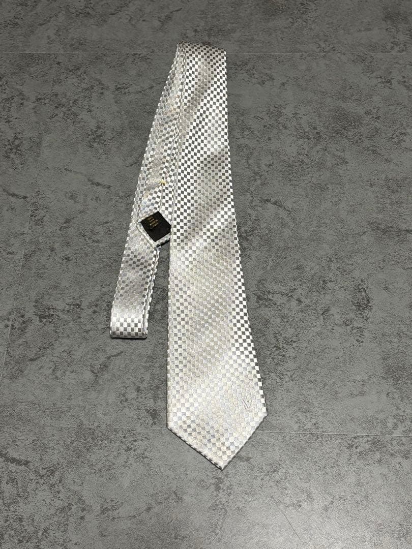 LOUIS VUITTON シルバー チェック柄 ネクタイ