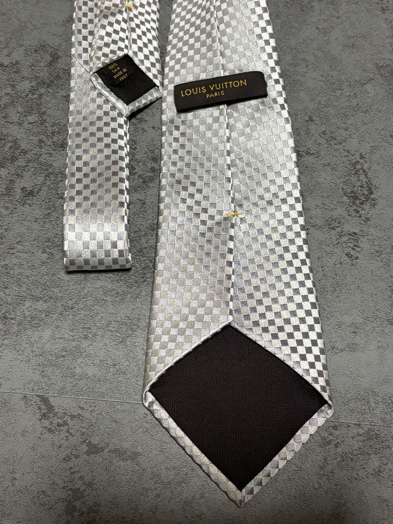 LOUIS VUITTON シルバー チェック柄 ネクタイ
