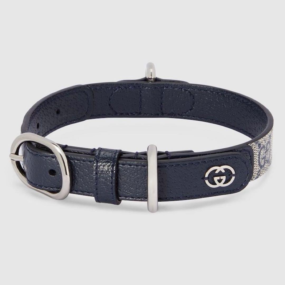 新品 GUCCI グッチ エクストラスモール ペット 首輪 S ベージュブルー