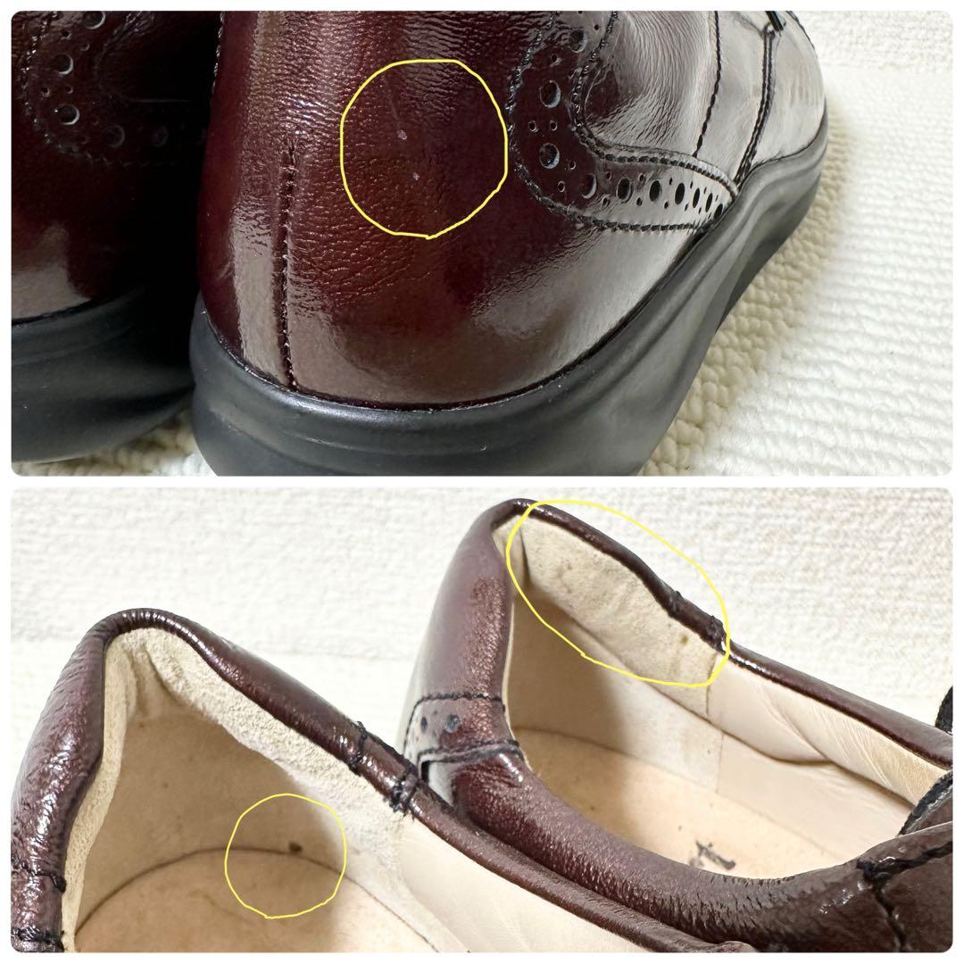 フィンコンフォート レザーシューズ ブラウン系 光沢 レースアップ　スニーカー