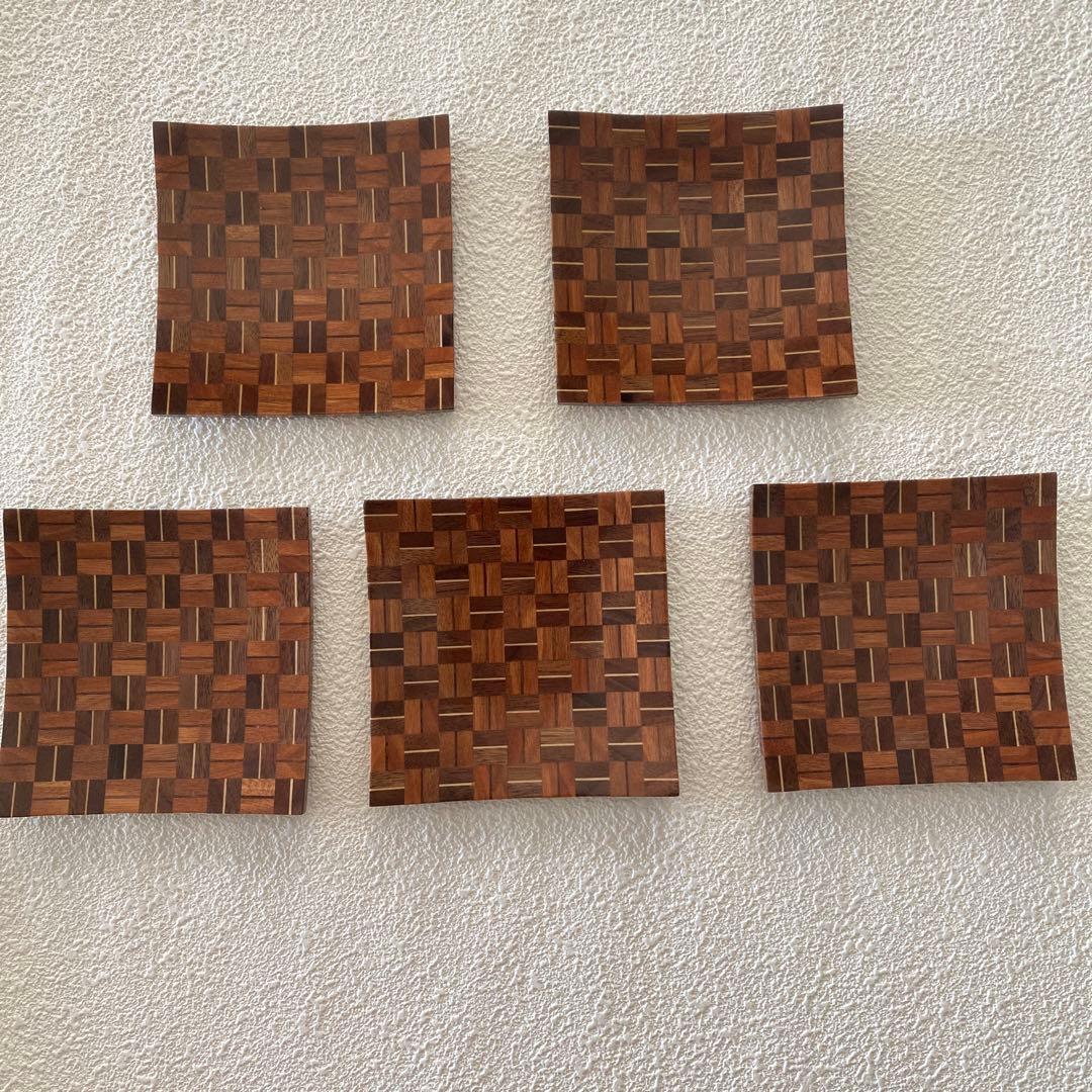 良いね！に感謝のお値引き【寄木細工】無垢材　4寸銘々皿