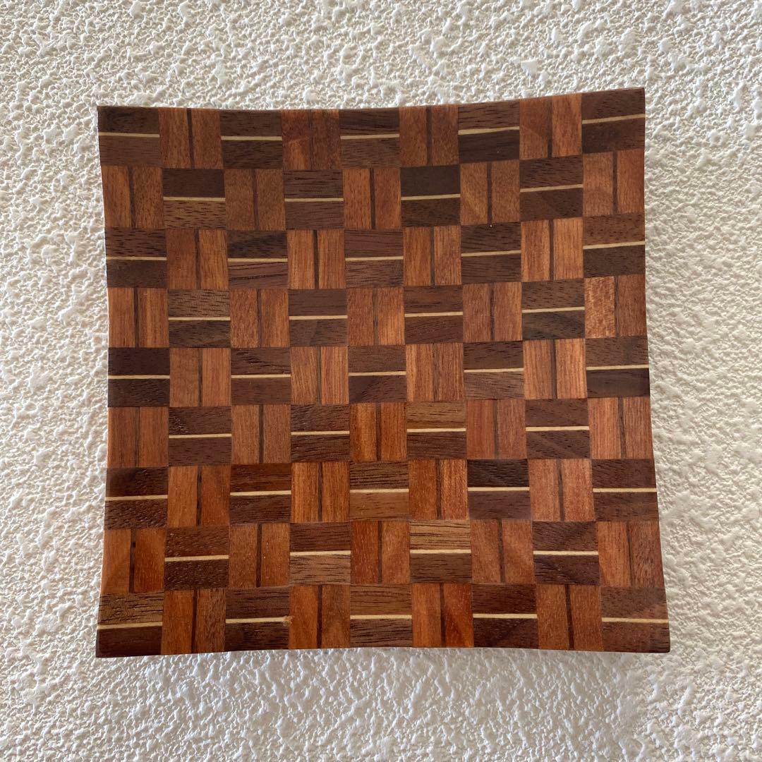 良いね！に感謝のお値引き【寄木細工】無垢材　4寸銘々皿