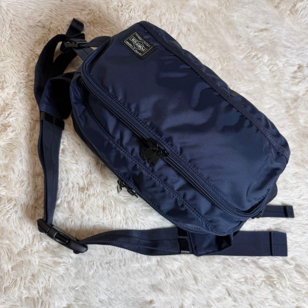 ほぼ新品 ポーター フラッシュ ウェストバッグ ボディバッグ ネイビー