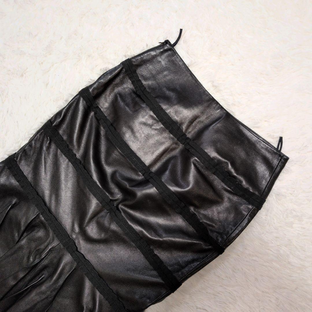 【極美品】フェラガモ☆ティアード　フリル　リアルレザー　マーメイド　スカート