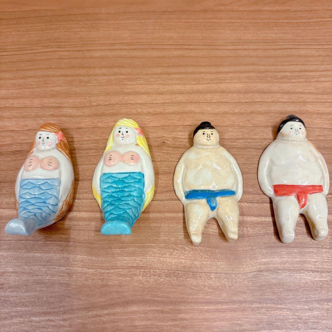五月女京子さん　人魚と相撲取り　箸置き4個セット