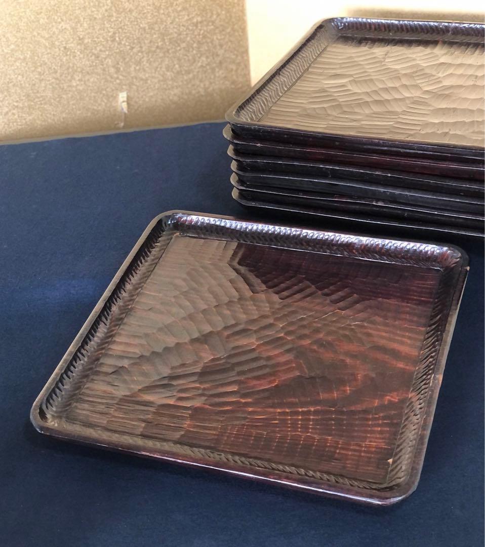 《R》伝統工芸 讃岐彫 四方膳7客 讃岐盆 膳 刳抜 260108き1