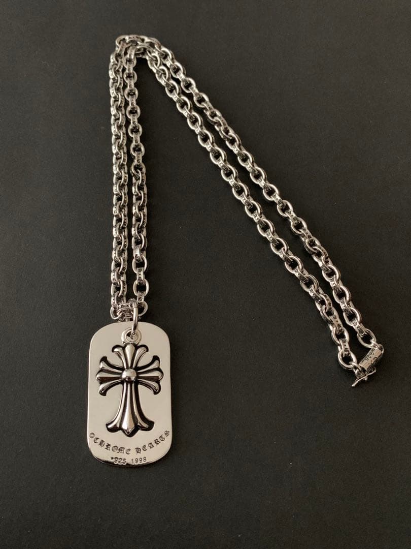 クロスドッグタグ　ペーパーチェーン　ネックレス