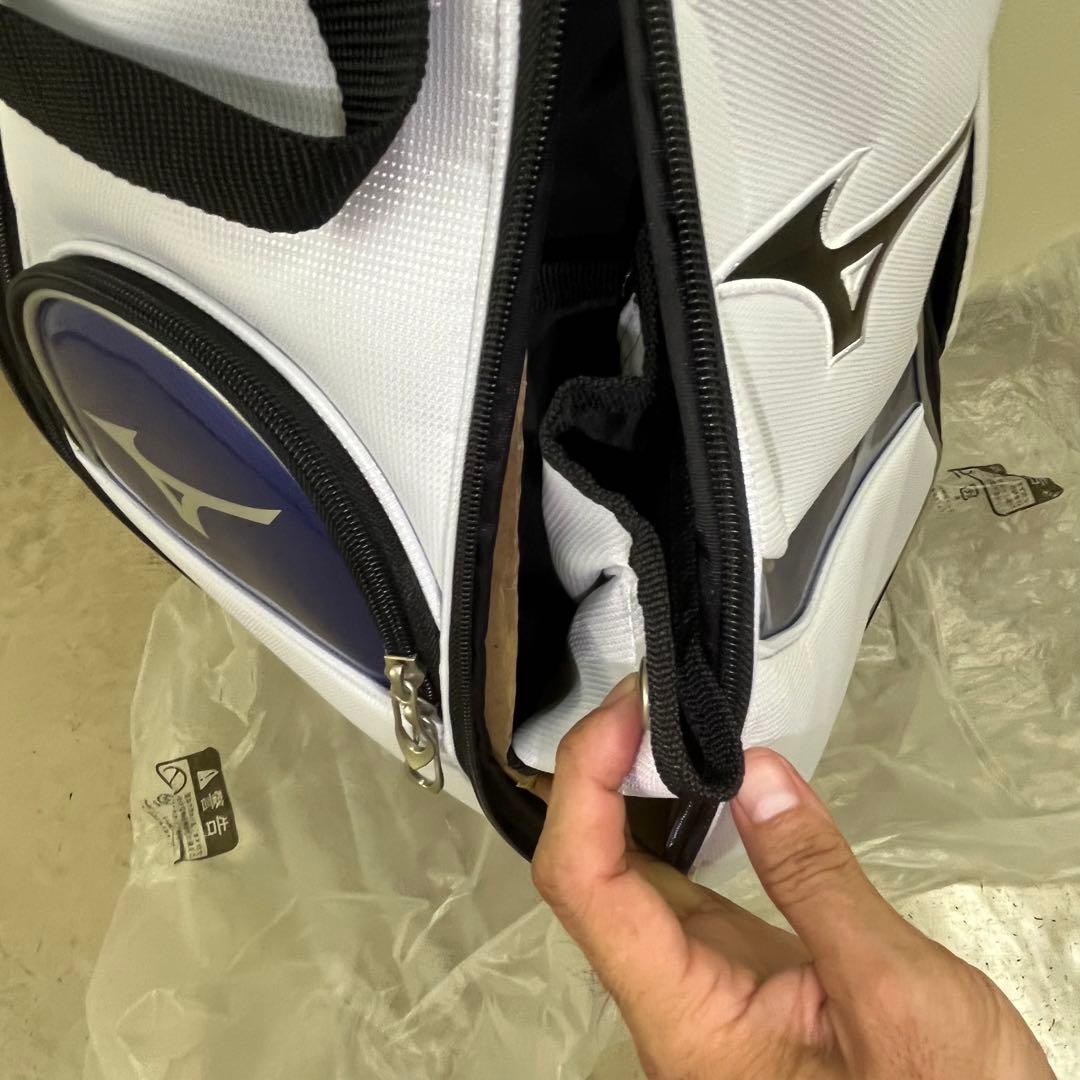 新品Mizuno ゴルフキャディバッグ 9.5型 ホワイト/ブルー