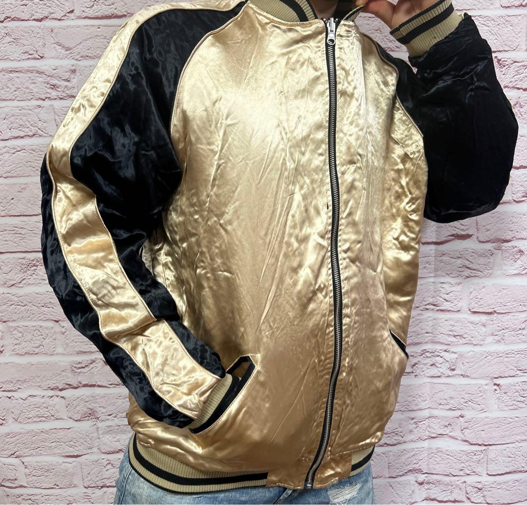 【☆圧巻の存在感☆】絡操魂 スカジャン XXL 黒 金 超激レア リバーシブル