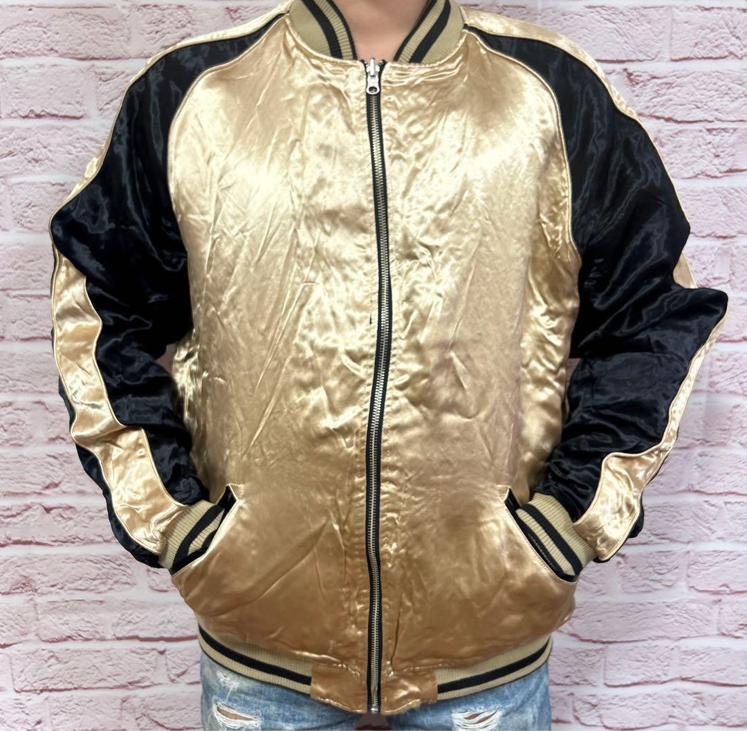 【☆圧巻の存在感☆】絡操魂 スカジャン XXL 黒 金 超激レア リバーシブル