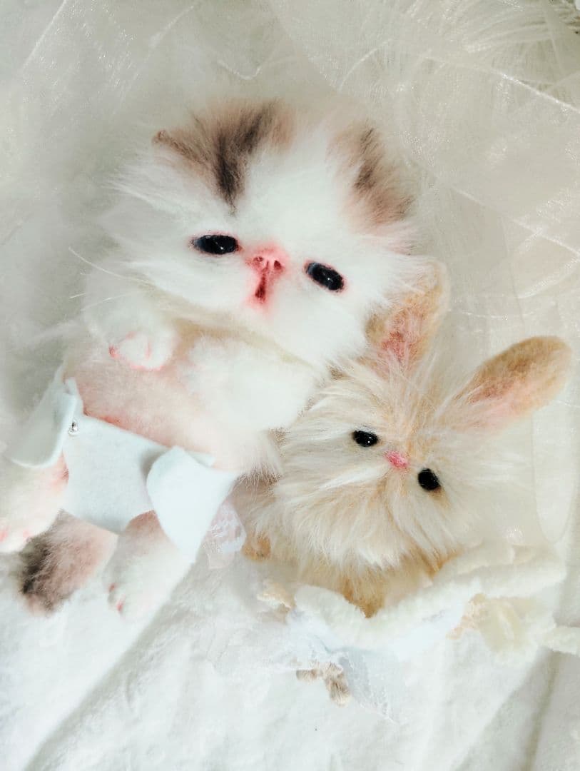 hana様御予約❤生後10日♡子猫ちゃんとうさちゃんのぬいぐるみ♡おむつ♡