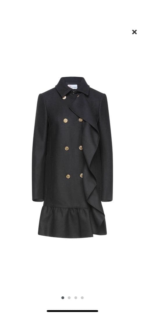 RED VALENTINO ブラック フリル　チェスターコート