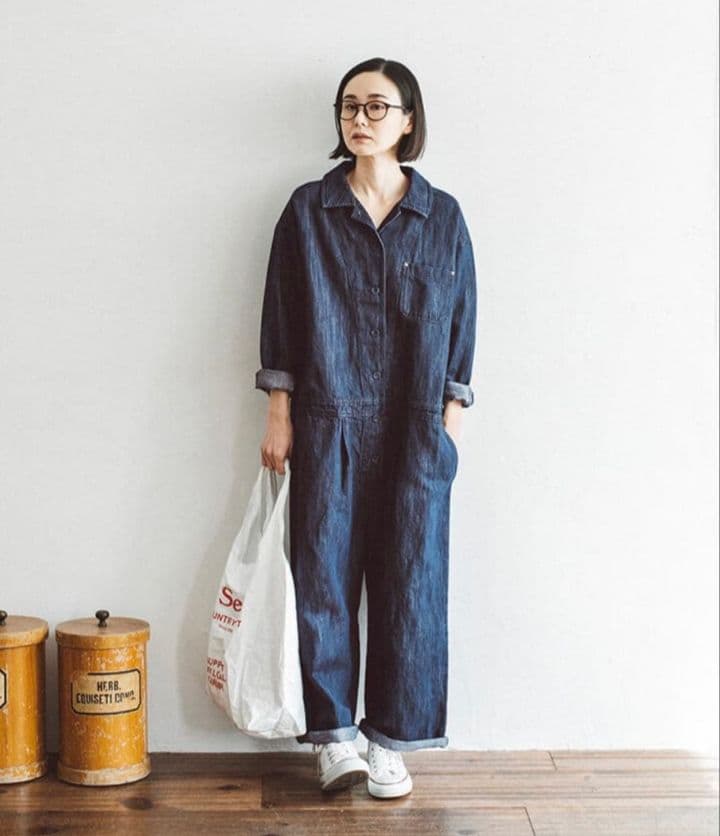 &yarn コットンリネン デニム ジャンプスーツ