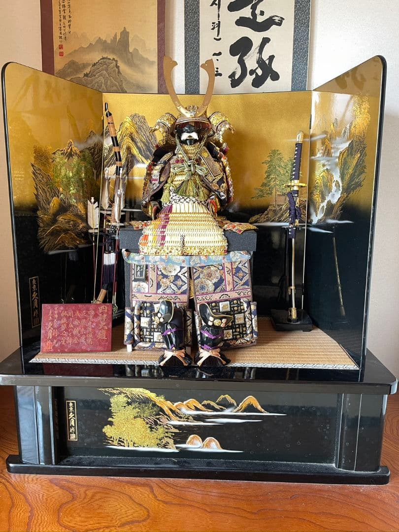 豪華 五月人形一式　兜飾り・弓太刀・屏風付き・武者人形・こどもの日