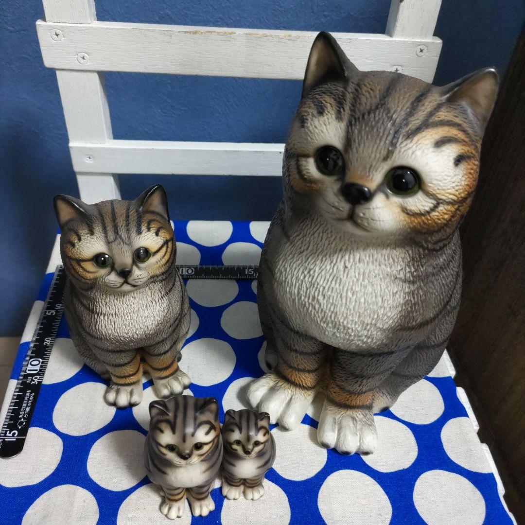 猫　陶器　置物　３点セット
