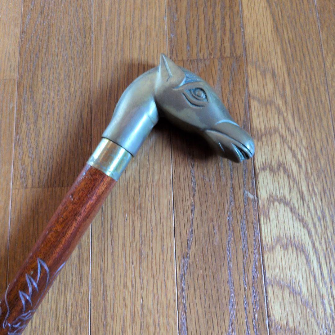 (アンティーク)馬の頭のハンドル付き杖