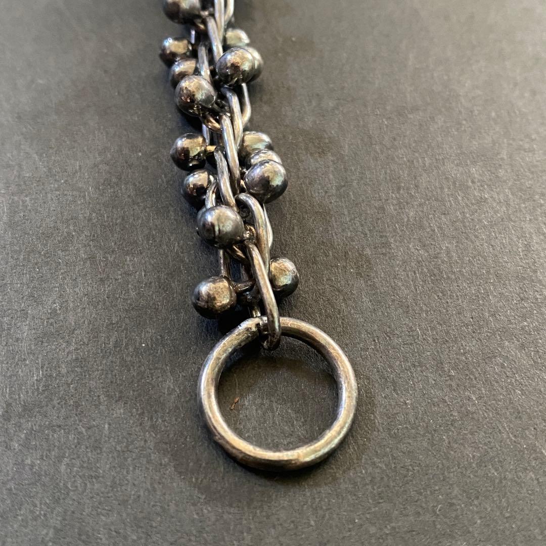 ヴィンテージ メキシコ シルバー パール DNA リンク ブレスレット いぶし銀