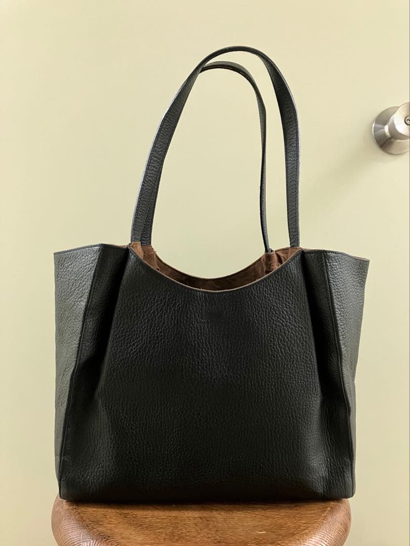 【THE WARMTHCRAFTS】BLACK シボ革 tote-BAG