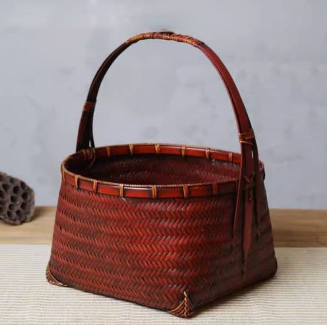 竹細工 かご 収納 手作工芸品 極上品 市場かご 手提かご 買い物かご