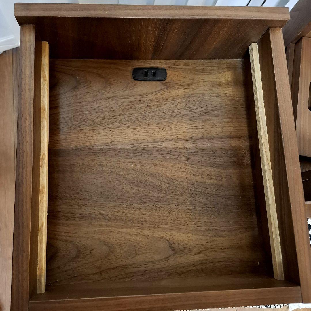 大塚家具☆サイド ナイトテーブル 収納☆隠れキャスター&コンセント オーク 2台