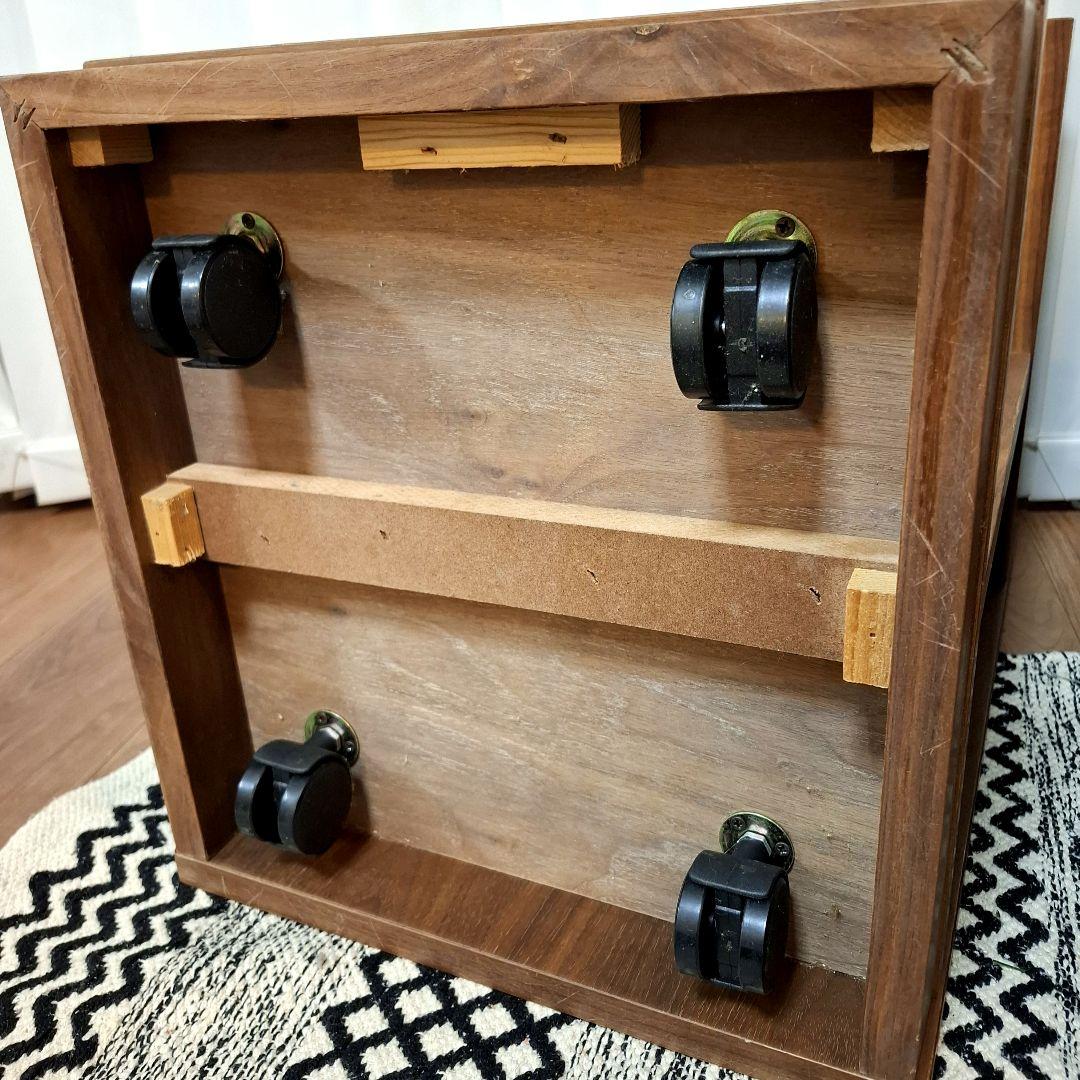 大塚家具☆サイド ナイトテーブル 収納☆隠れキャスター&コンセント オーク 2台