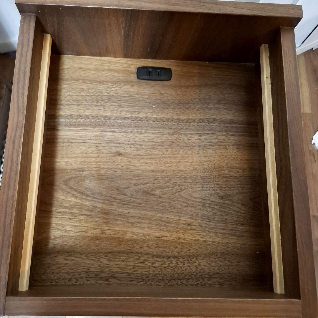 大塚家具☆サイド ナイトテーブル 収納☆隠れキャスター&コンセント オーク 2台