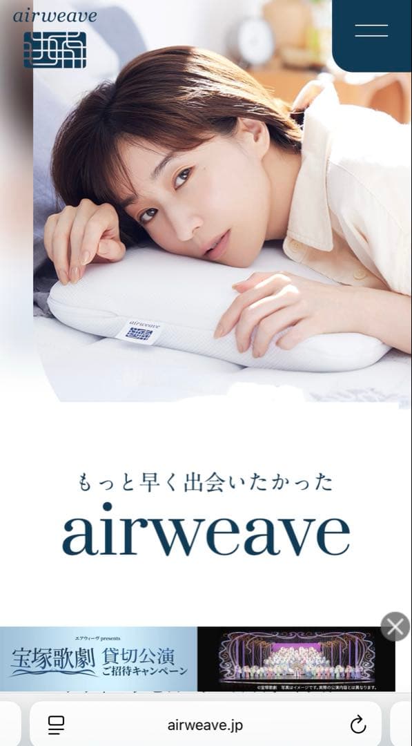 田中みな実　エアウィーヴ ピロー　スリム　エクストラロング