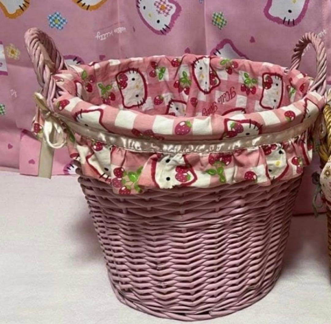 キティ　いちご　バスケット　カゴ　ピンク　収納　ボックス　ハローキティ　レア