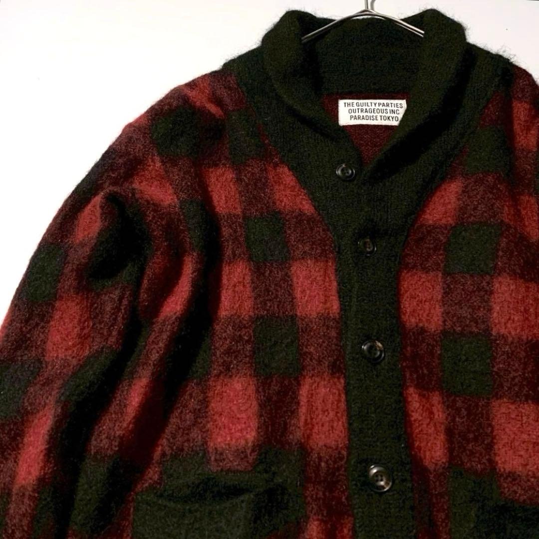 【horiken9296】ワコマリア モヘア混 カーディガン M チェック