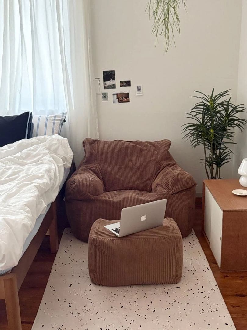 HUGME LOOSY 1人掛けビーズソファ+オットマンBRAUN