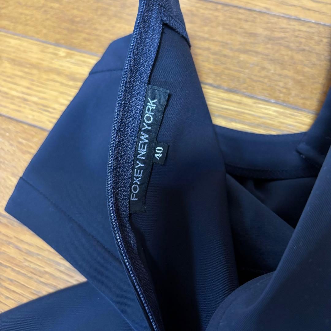 FOXEY NEW YORK 黒ロングワンピース　ノースリーブ　美ラインフレア