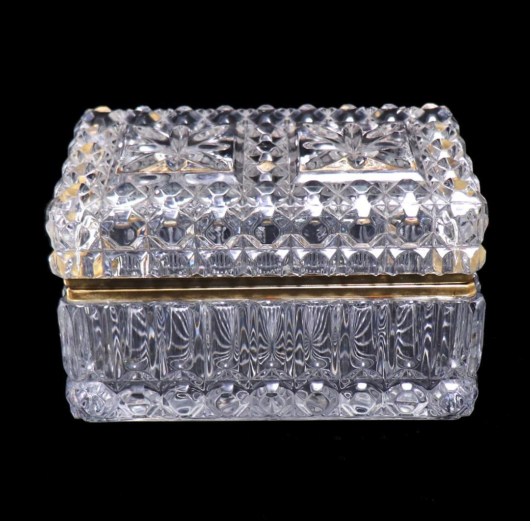 オールド・バカラ 特大サイズ 2.5kg19cm 切子宝石箱 ジュエリーボックス