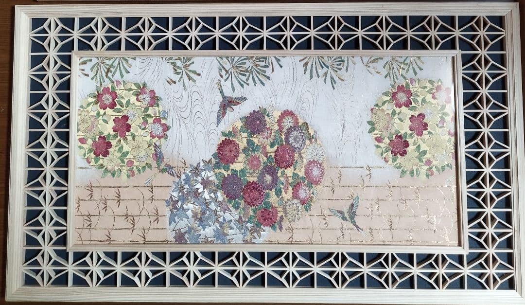 198 ❣️特価❣️ 麻の葉組子組子絵柄 2枚一組木製額縁