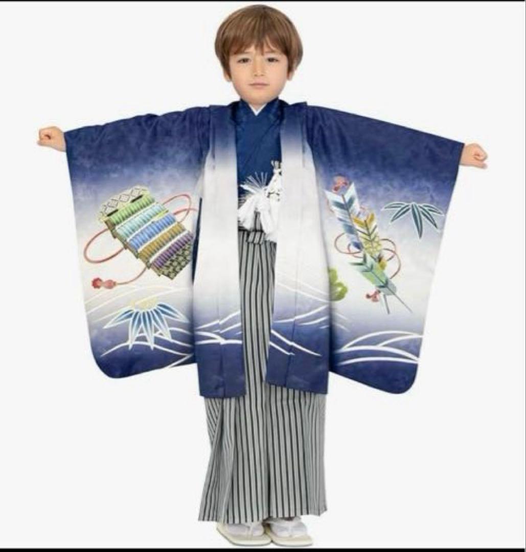 子供用和装 青色 七五三フルセット　五歳