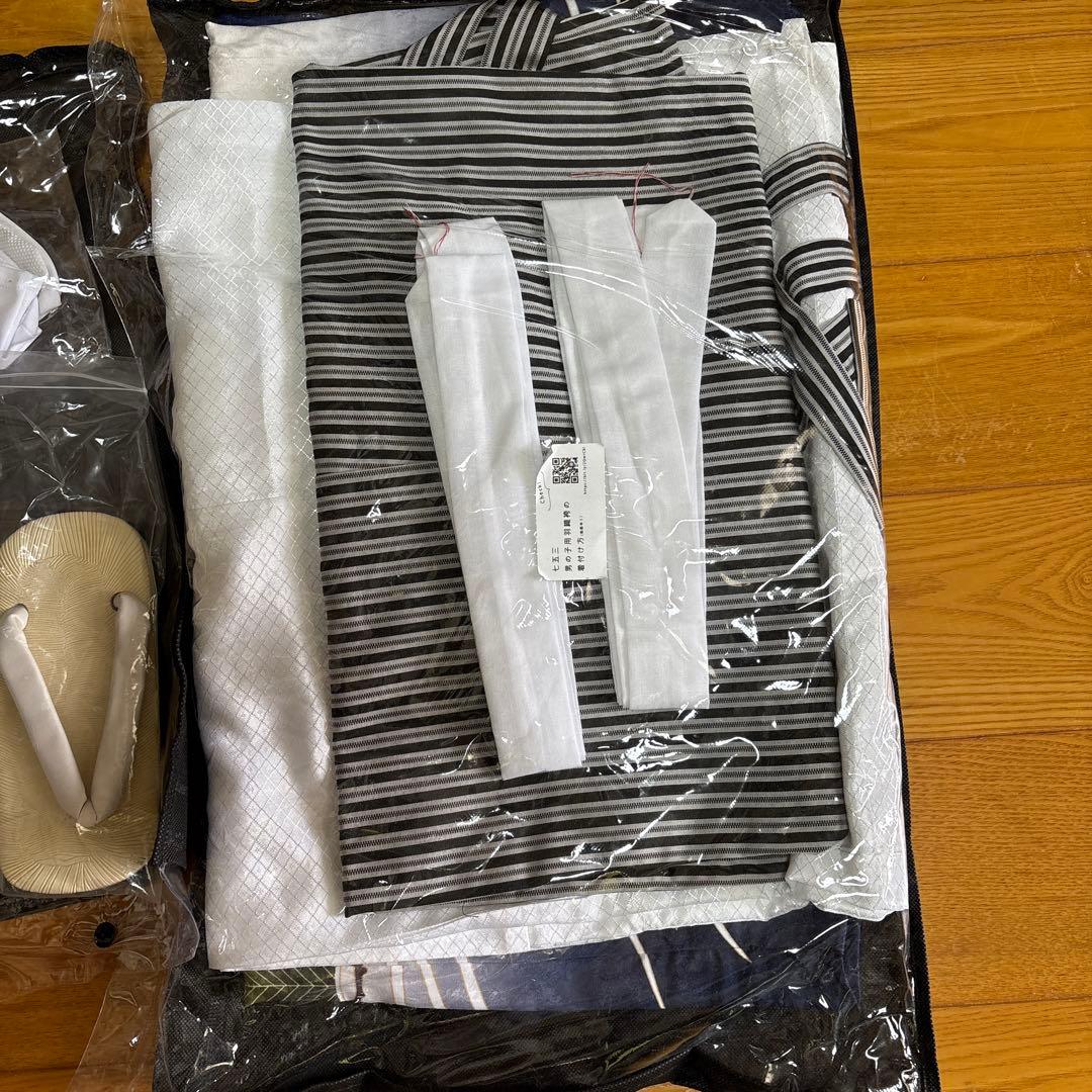 子供用和装 青色 七五三フルセット　五歳