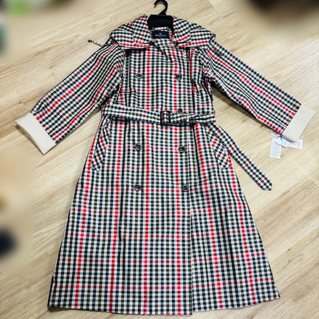 ★新品未使用★タグ付きAquascutum チェック柄トレンチレインコートM〜L