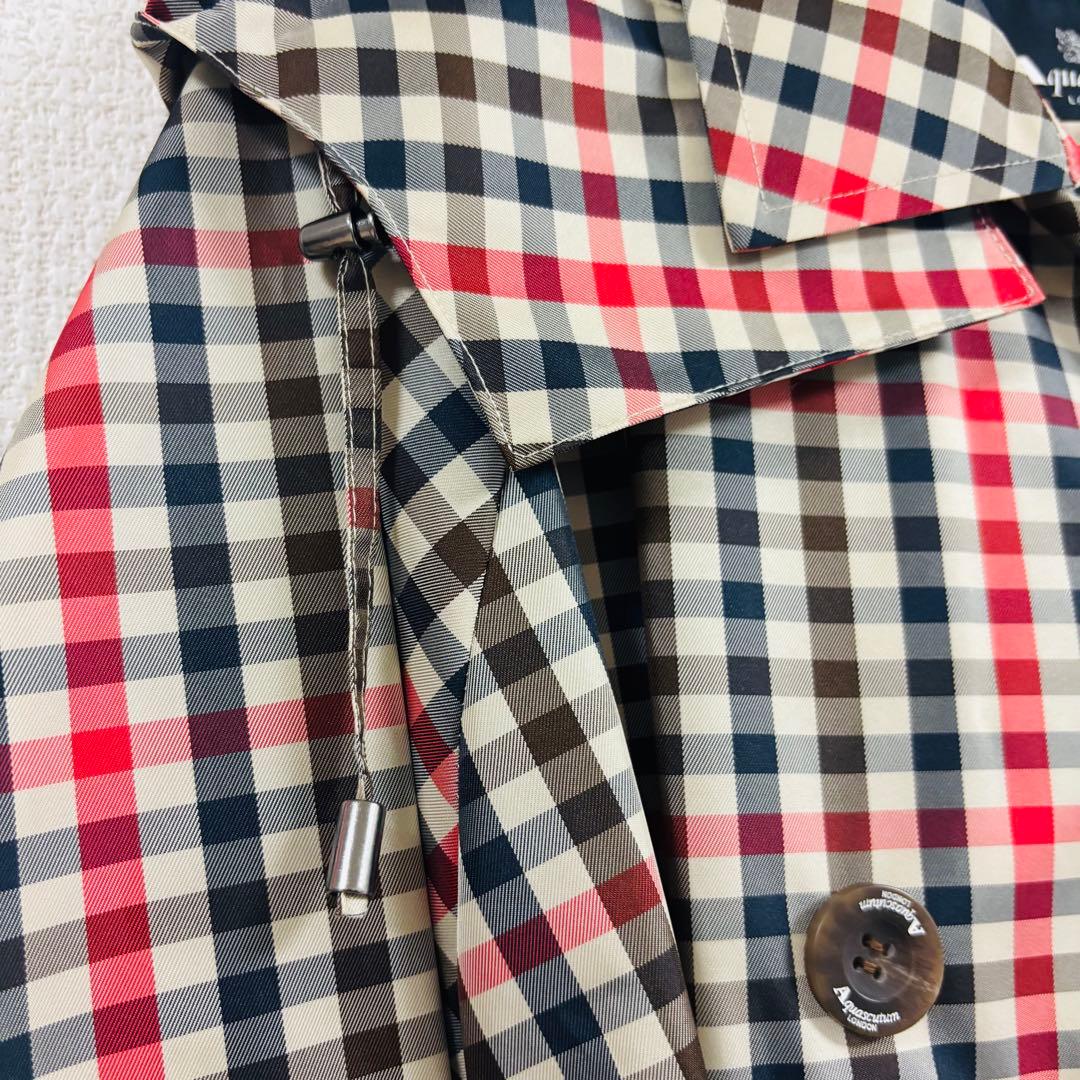 ★新品未使用★タグ付きAquascutum チェック柄トレンチレインコートM〜L