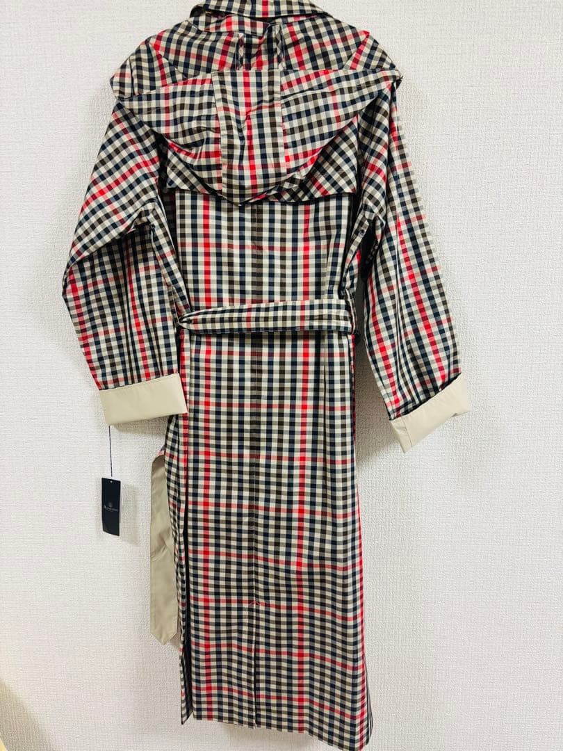 ★新品未使用★タグ付きAquascutum チェック柄トレンチレインコートM〜L
