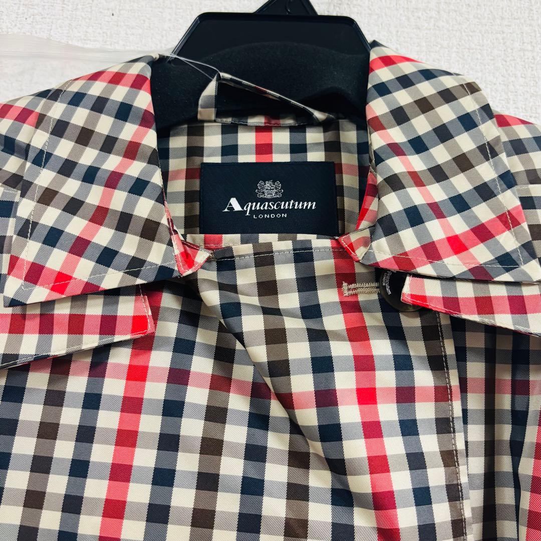 ★新品未使用★タグ付きAquascutum チェック柄トレンチレインコートM〜L