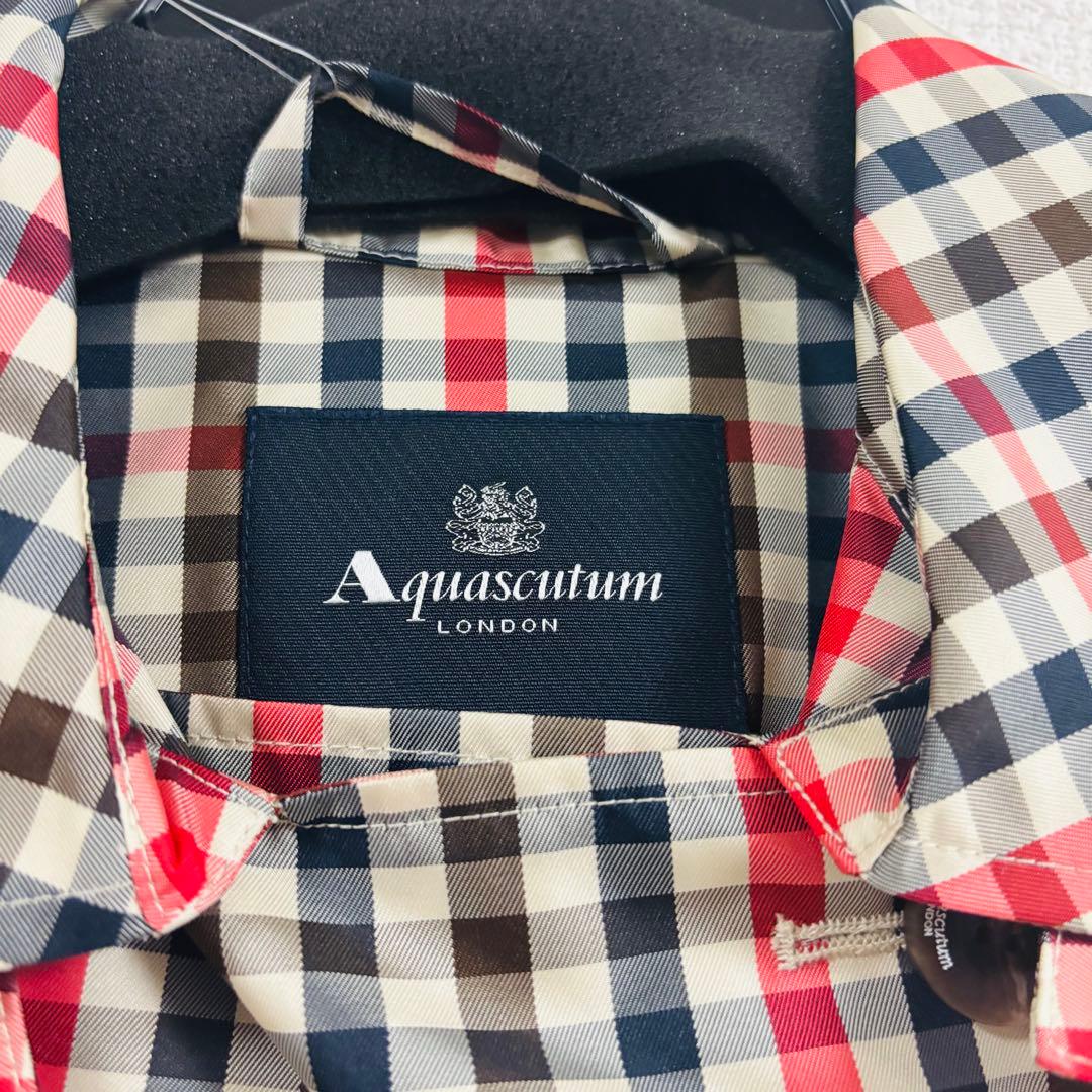 ★新品未使用★タグ付きAquascutum チェック柄トレンチレインコートM〜L