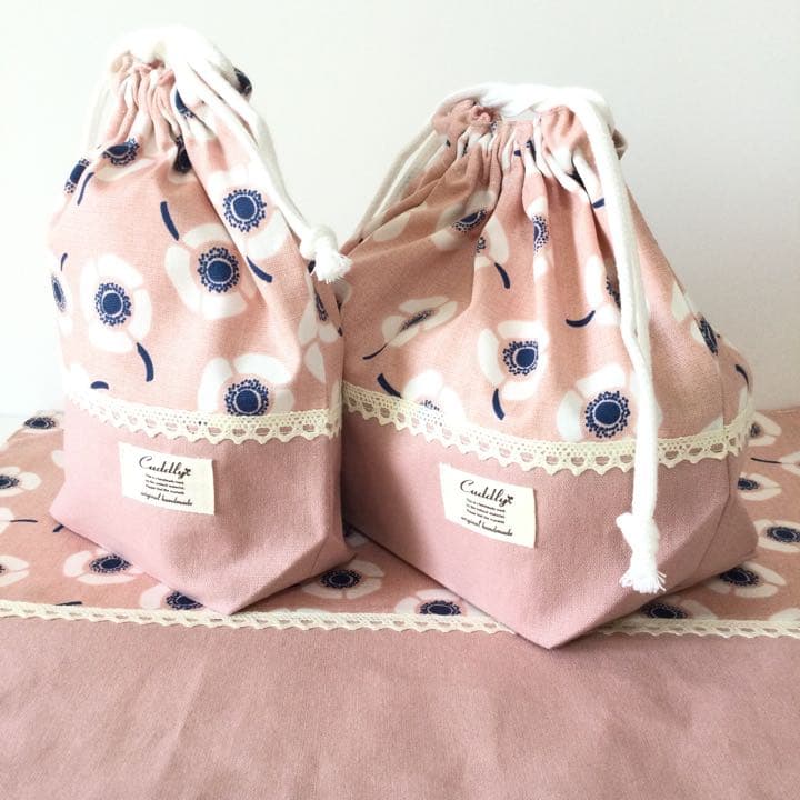 ♡北欧系アネモネフラワー★通園通学６点セット♡ ～内側11号帆布仕上げ〜